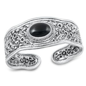 braclets6.jpg Flowers of Evil Silver and Stone Cuff Bracelet