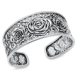 braclets7.jpg Rose and Thorn Silver Cuff Bracelet
