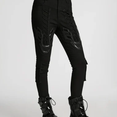 Black Armor Lace-Up Skinny Jeans