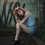 Woman wearing skinny Tripp pants showcasing alternative wardrobe style for the alt fashion community
